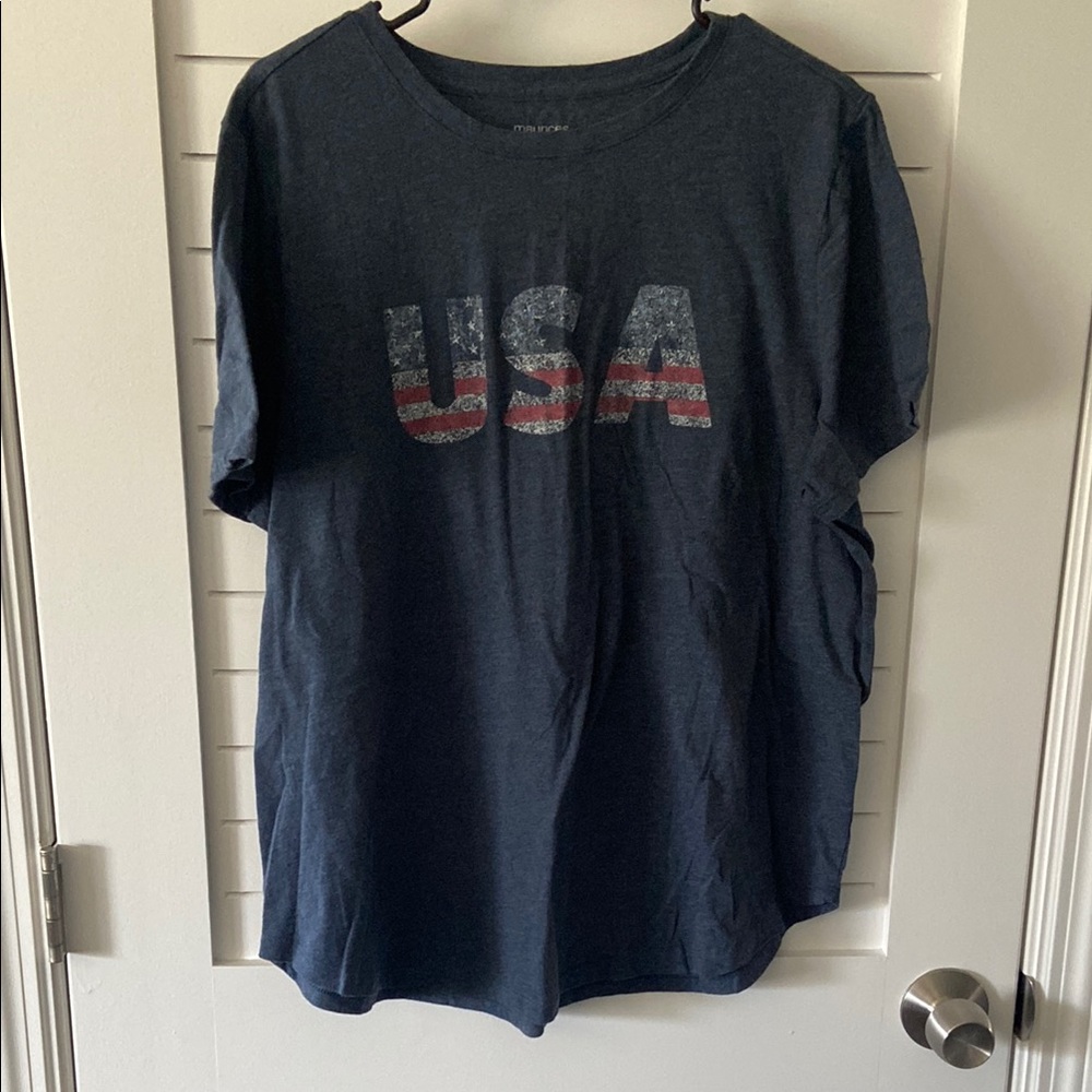 Maurices Navy Blue USA Graphic Tshirt Size XL/XXL 4th of July Memorial Day